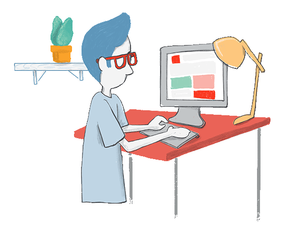 Illustration of person taking a course online