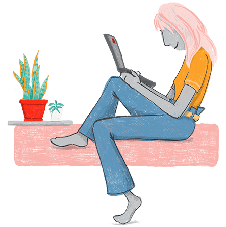 illustration of person taking a course online