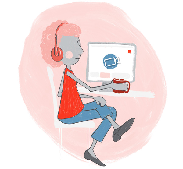 Illustration of person taking a course online