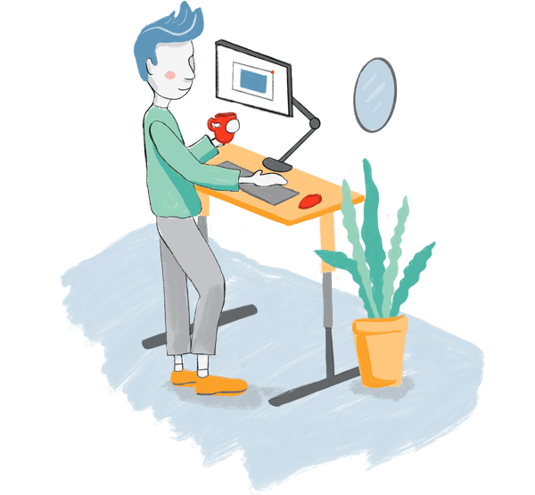 Illustration of person taking a course online